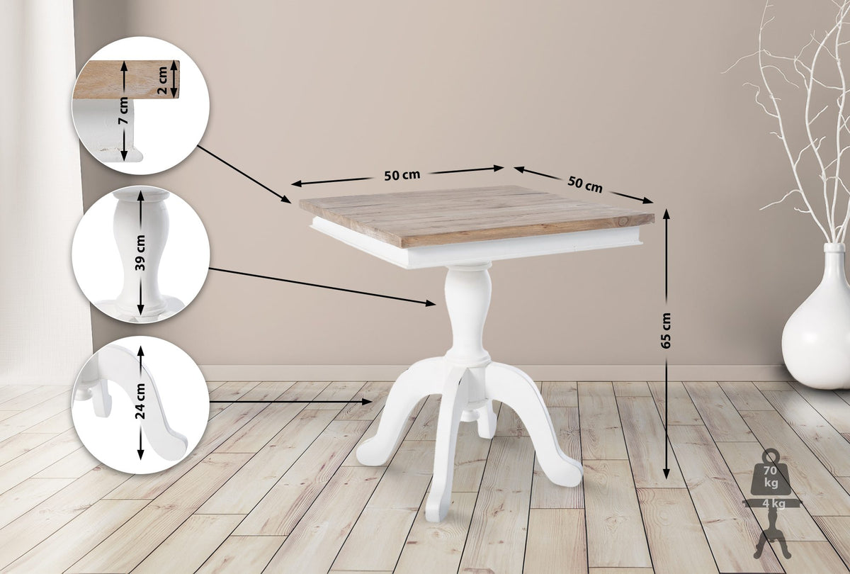 Bijzettafel Goa natura/wit,50 cm natura/weiß