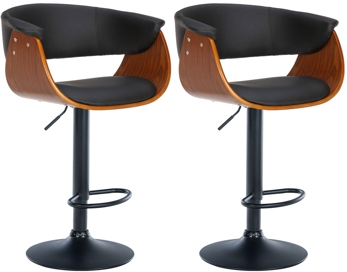 Set van 2 barkrukken Vestal walnoot/zwart,Kunstleer walnuss/schwarz