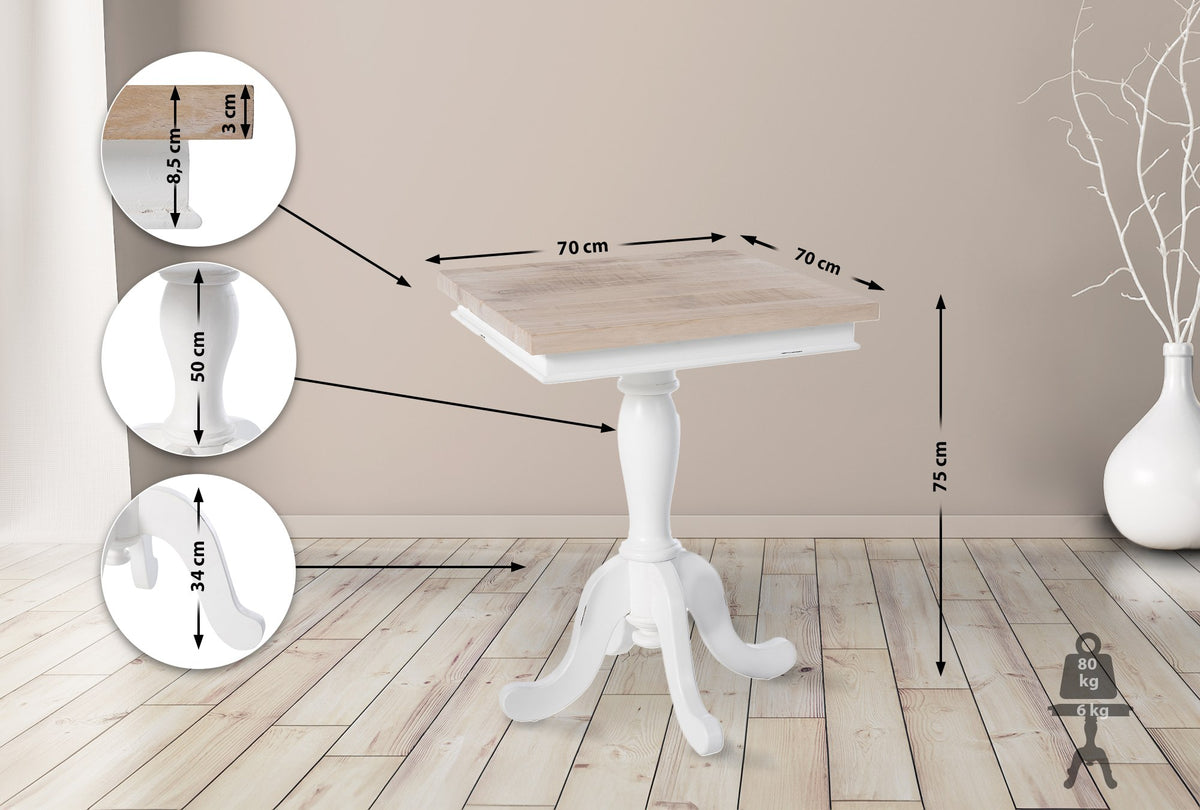 Bijzettafel Goa natura/wit,70 cm natura/weiß