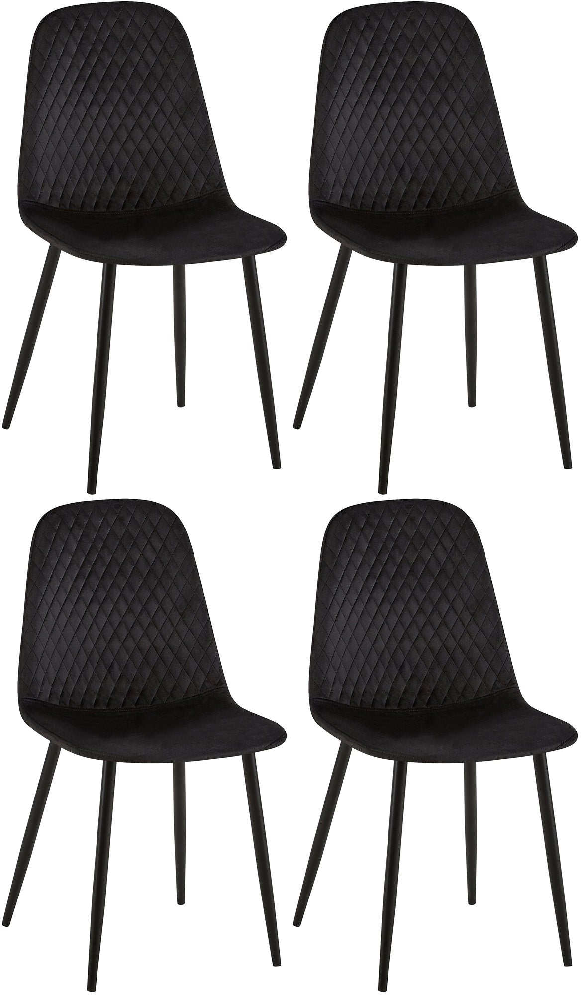 Set van 4 eetkamerstoelen Giverny zwart,Fluweel schwarz