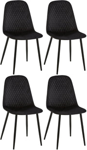 Set van 4 eetkamerstoelen Giverny zwart,Fluweel schwarz