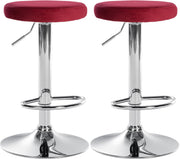 Set van 2 barkrukken Ponte fluweel rood,Metaal in chroomoptiek rot
