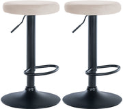 Set van 2 barkrukken Ponte fluweel creme,Metaal mat zwart creme