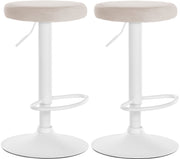 Set van 2 barkrukken Ponte fluweel creme,Metaal mat wit creme