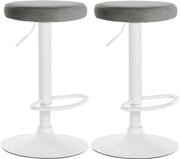 Set van 2 barkrukken Ponte fluweel grijs,Metaal mat wit grau
