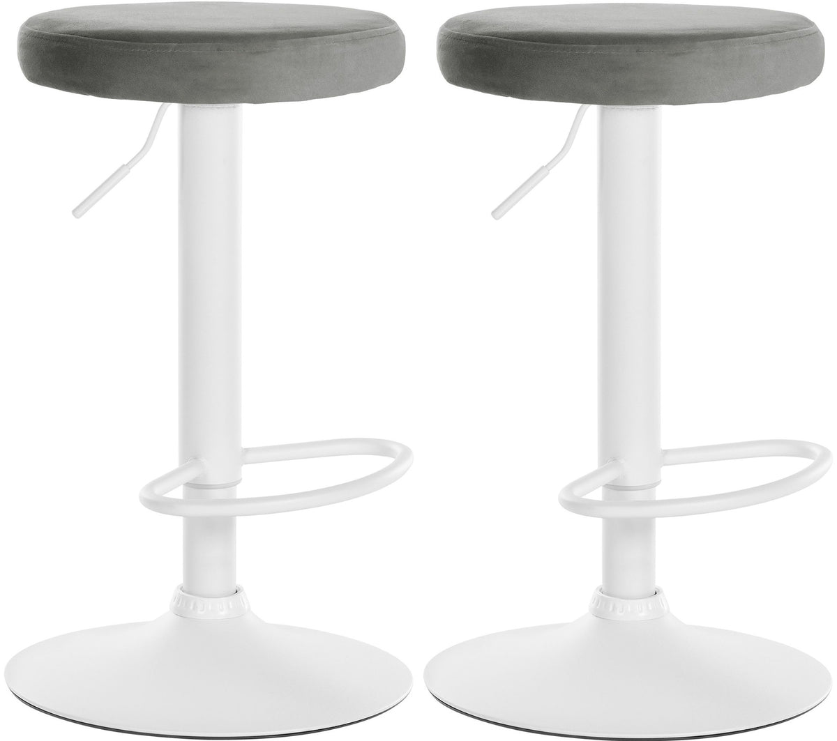 Set van 2 barkrukken Ponte fluweel grijs,Metaal mat wit grau