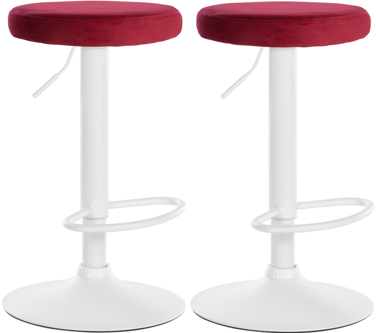 Set van 2 barkrukken Ponte fluweel rood,Metaal mat wit rot