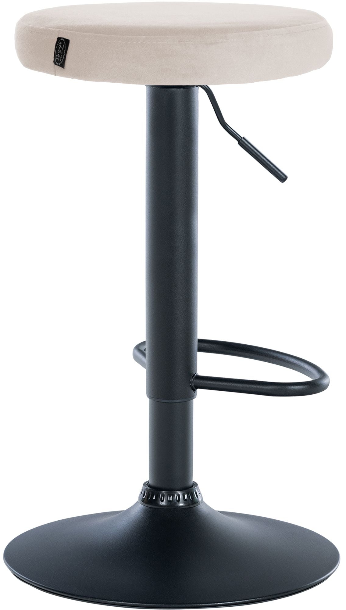 Set van 2 barkrukken Ponte fluweel creme,Metaal mat zwart creme