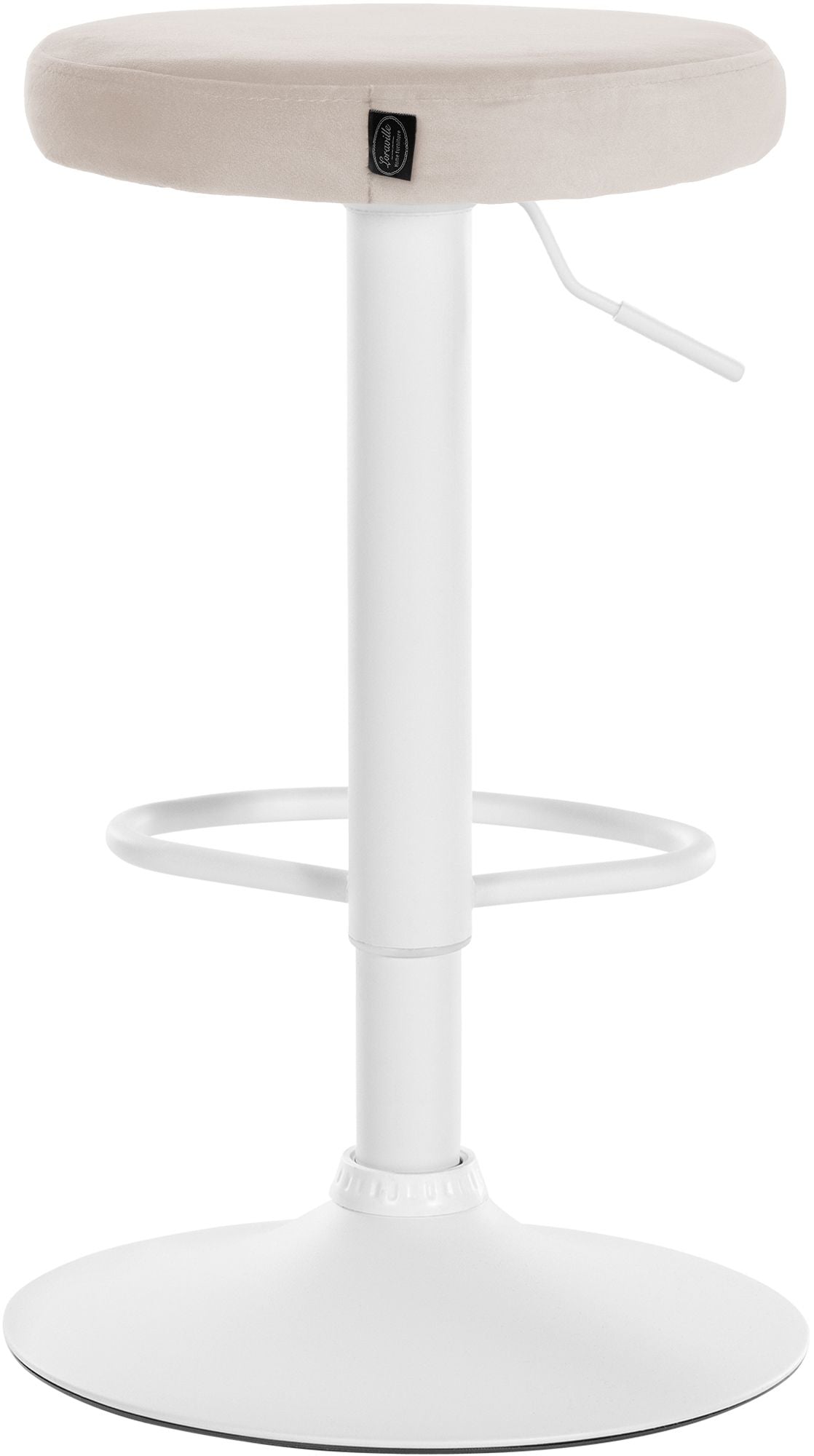 Set van 2 barkrukken Ponte fluweel creme,Metaal mat wit creme