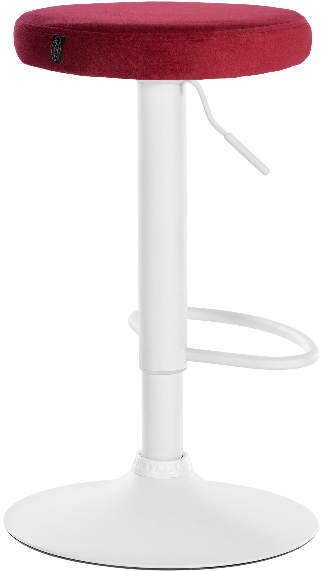 Set van 2 barkrukken Ponte fluweel rood,Metaal mat wit rot