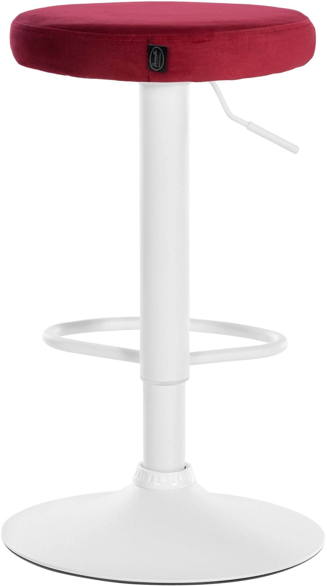Set van 2 barkrukken Ponte fluweel rood,Metaal mat wit rot