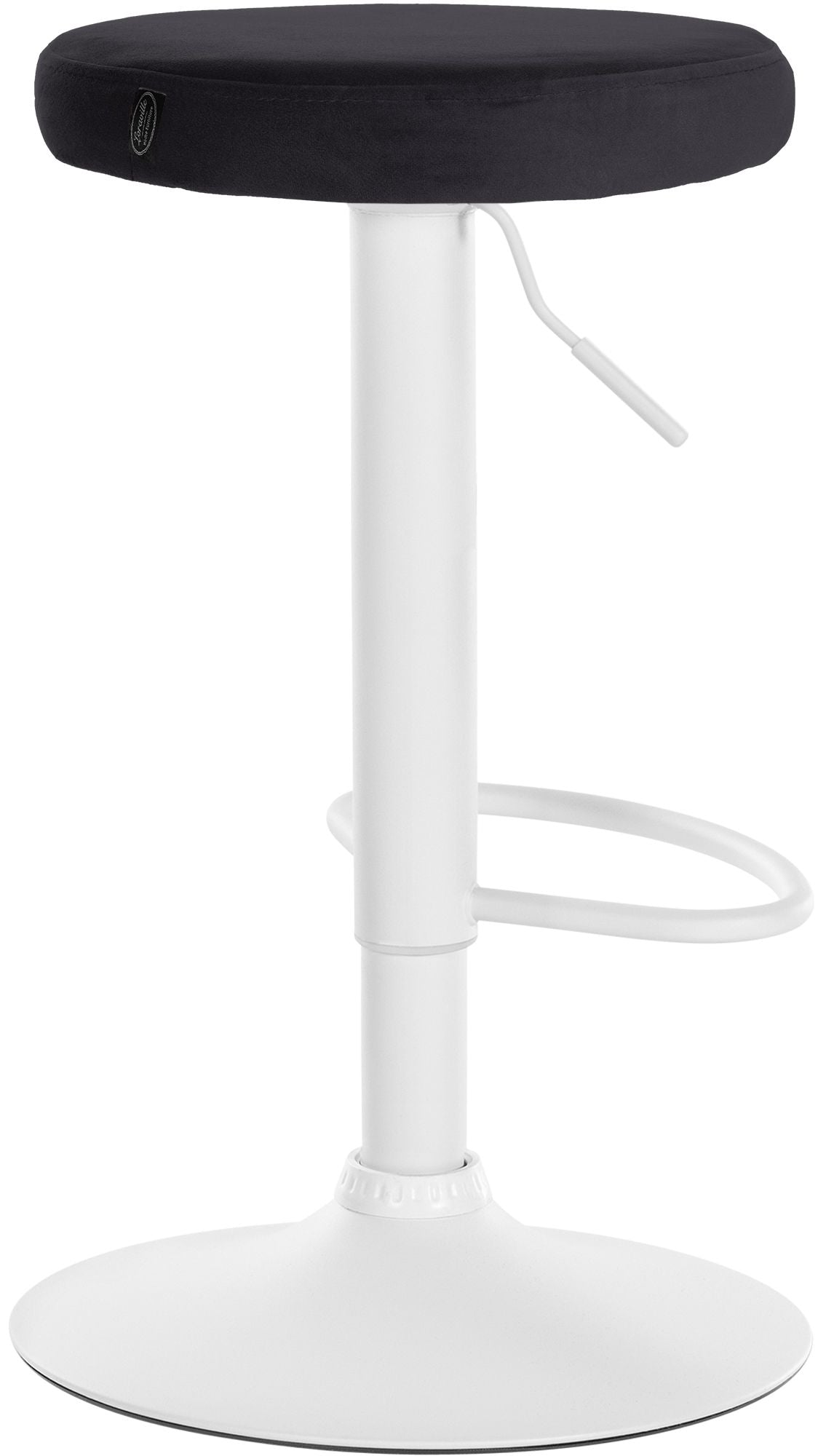 Set van 2 barkrukken Ponte fluweel zwart,Metaal mat wit schwarz