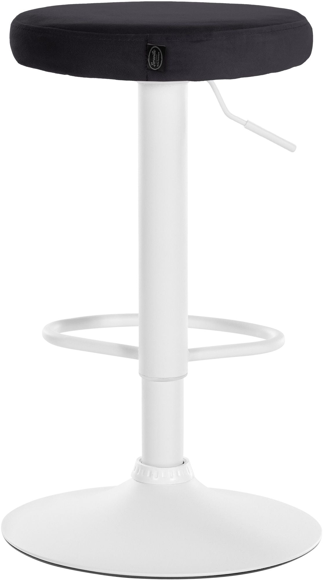Set van 2 barkrukken Ponte fluweel zwart,Metaal mat wit schwarz