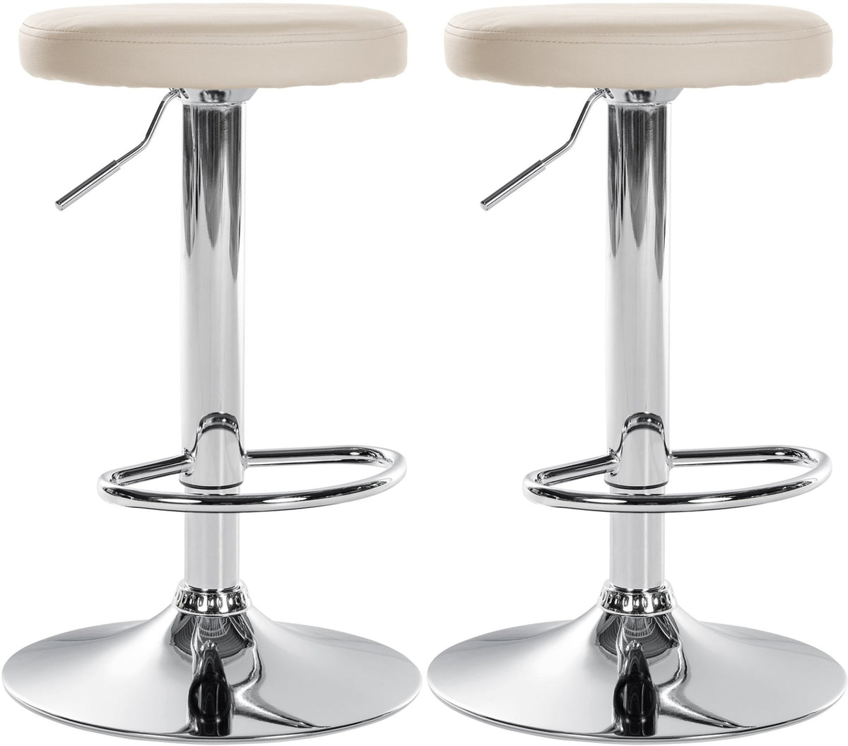 Set van 2 barkrukken Ponte kunstleer creme,Metaal in chroomoptiek creme