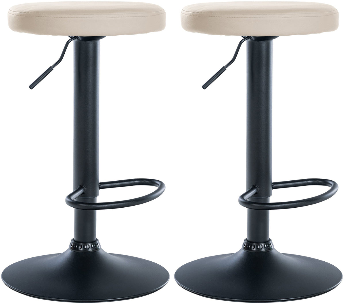 Set van 2 barkrukken Ponte kunstleer creme,Metaal mat zwart creme