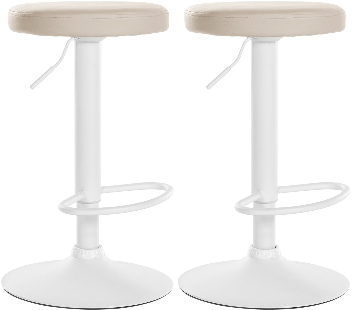 Set van 2 barkrukken Ponte kunstleer creme,Metaal mat wit creme