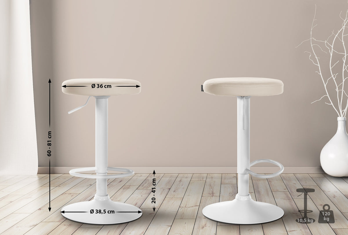 Set van 2 barkrukken Ponte kunstleer creme,Metaal mat wit creme