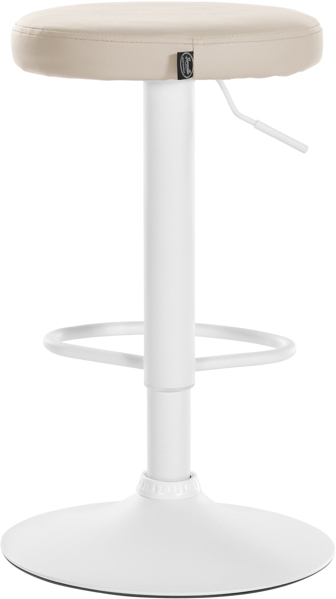 Set van 2 barkrukken Ponte kunstleer creme,Metaal mat wit creme