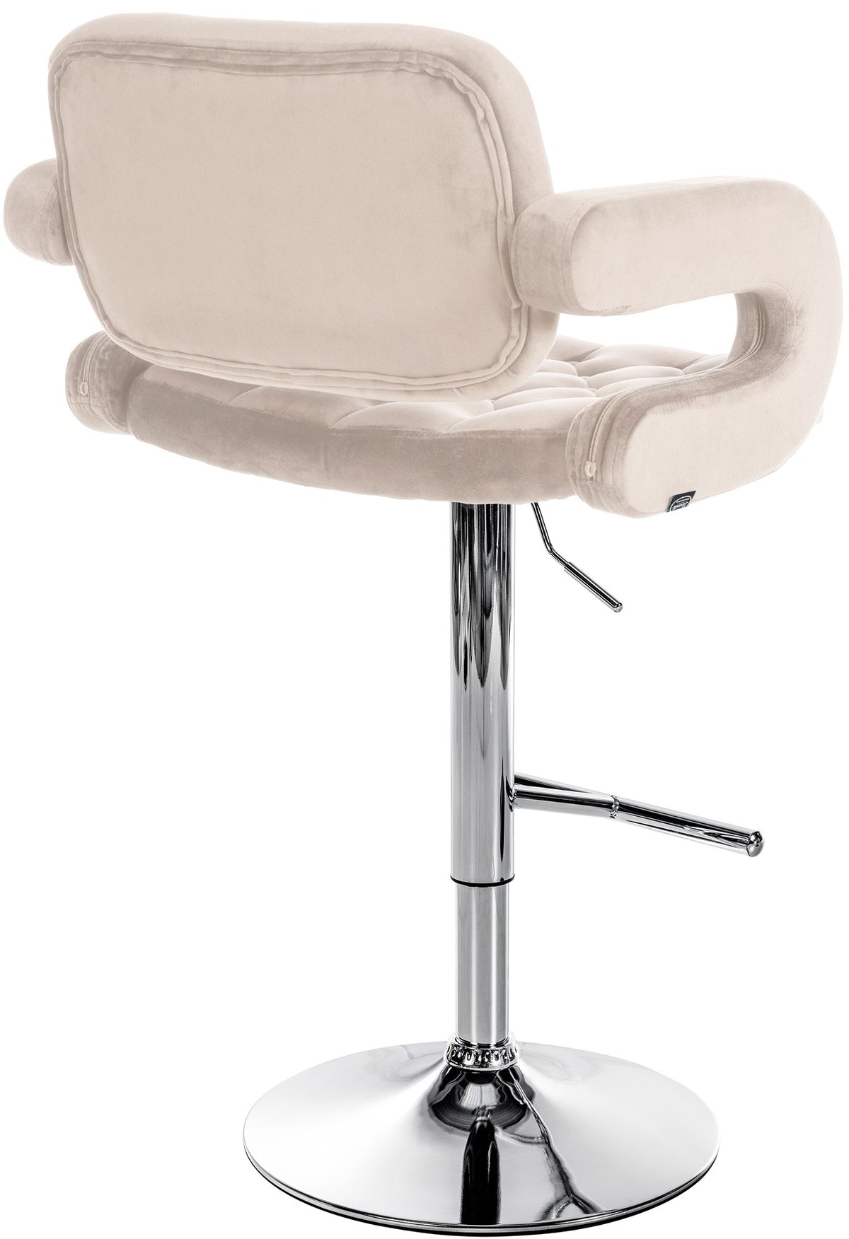 Barkruk Dublin fluweel creme,Metaal in chroomoptiek creme
