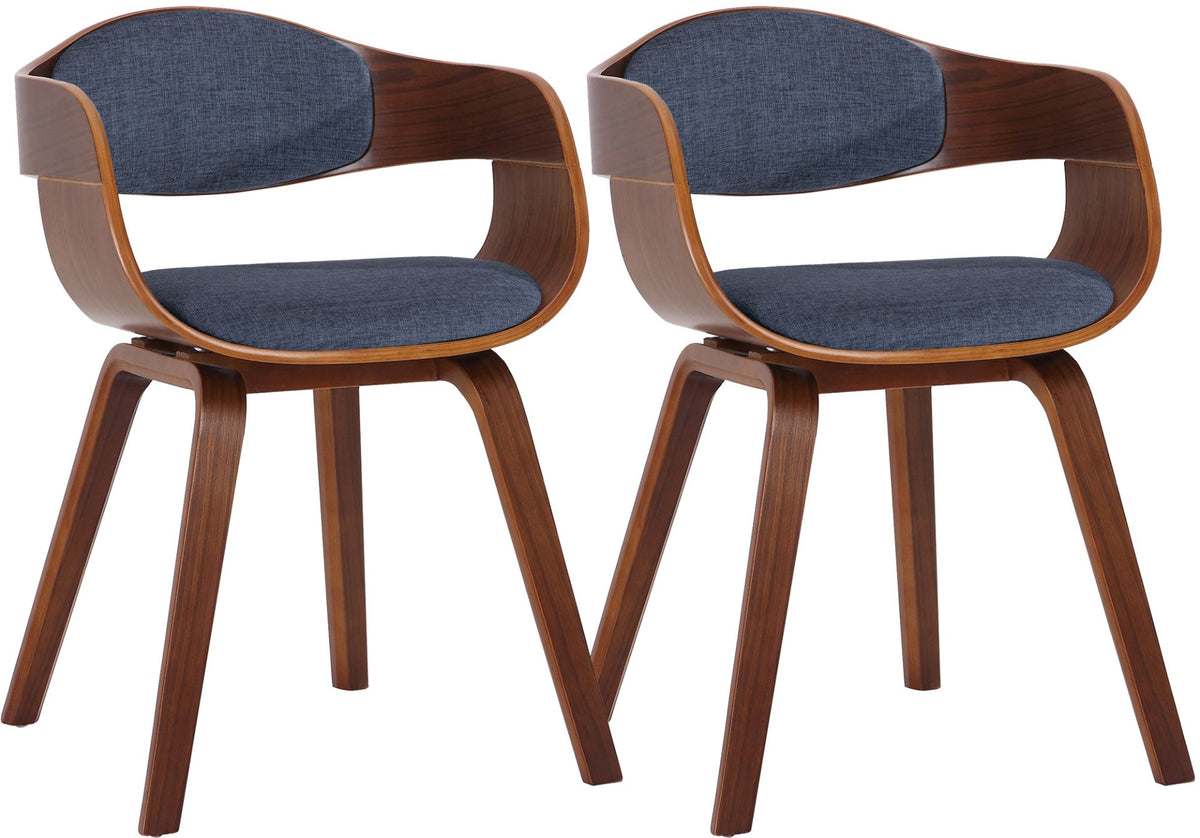 Set van 2 Kingston eetkamerstoelen Stof walnoot/blauw walnuss/blau