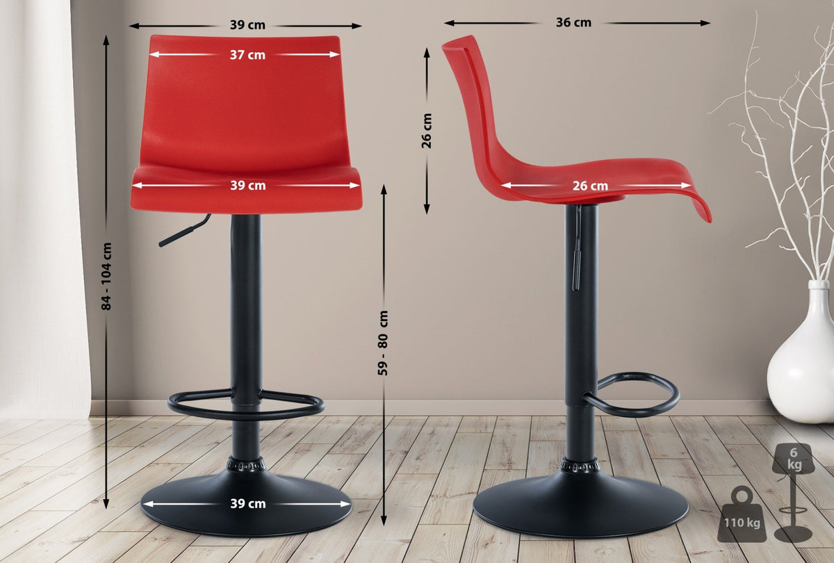 2er Set Barhocker Branford Kunststoff rot