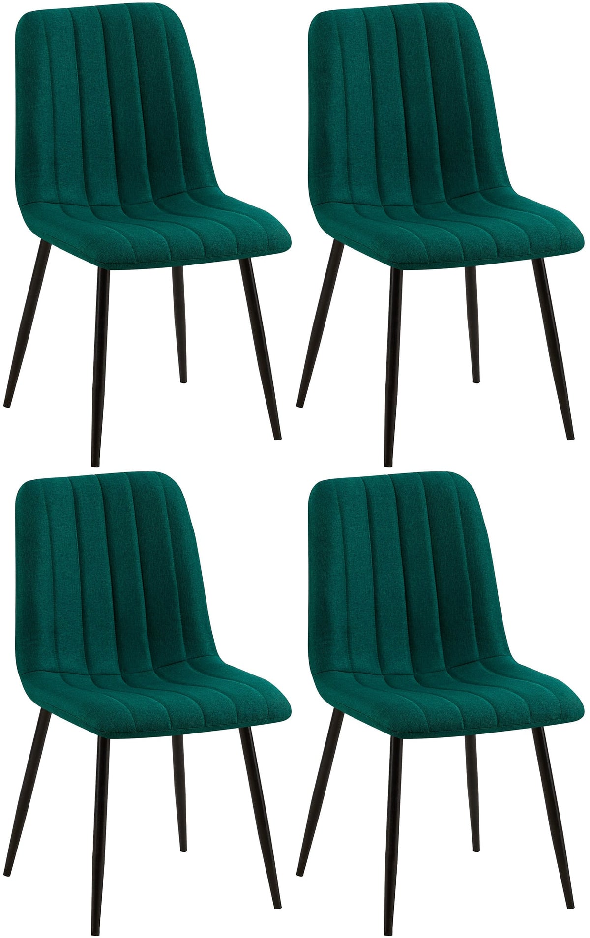 Set van 4 Dijon Eetkamerstoelen donkergroen,Stof dunkelgrün