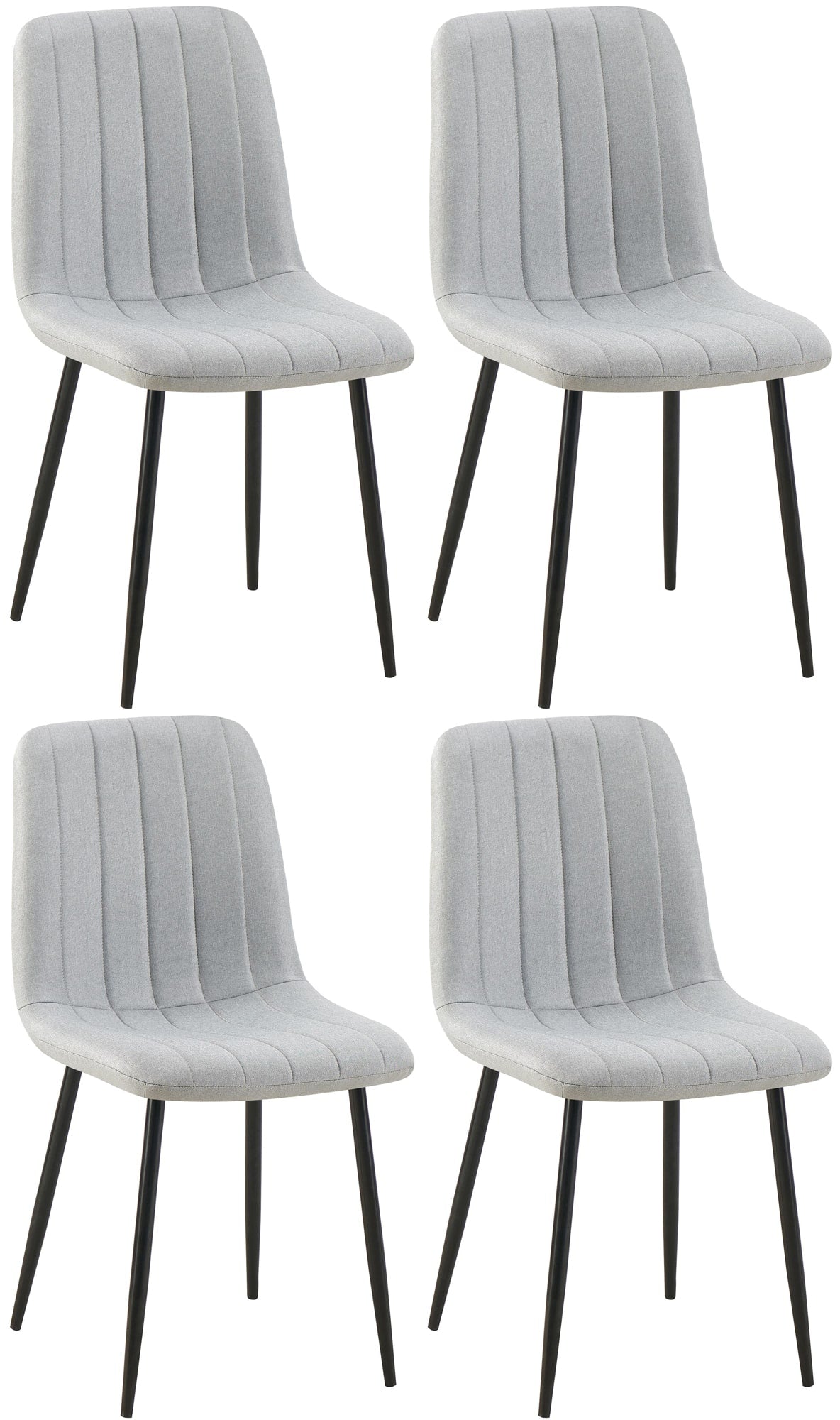 Set van 4 Dijon Eetkamerstoelen grijs,Stof grau