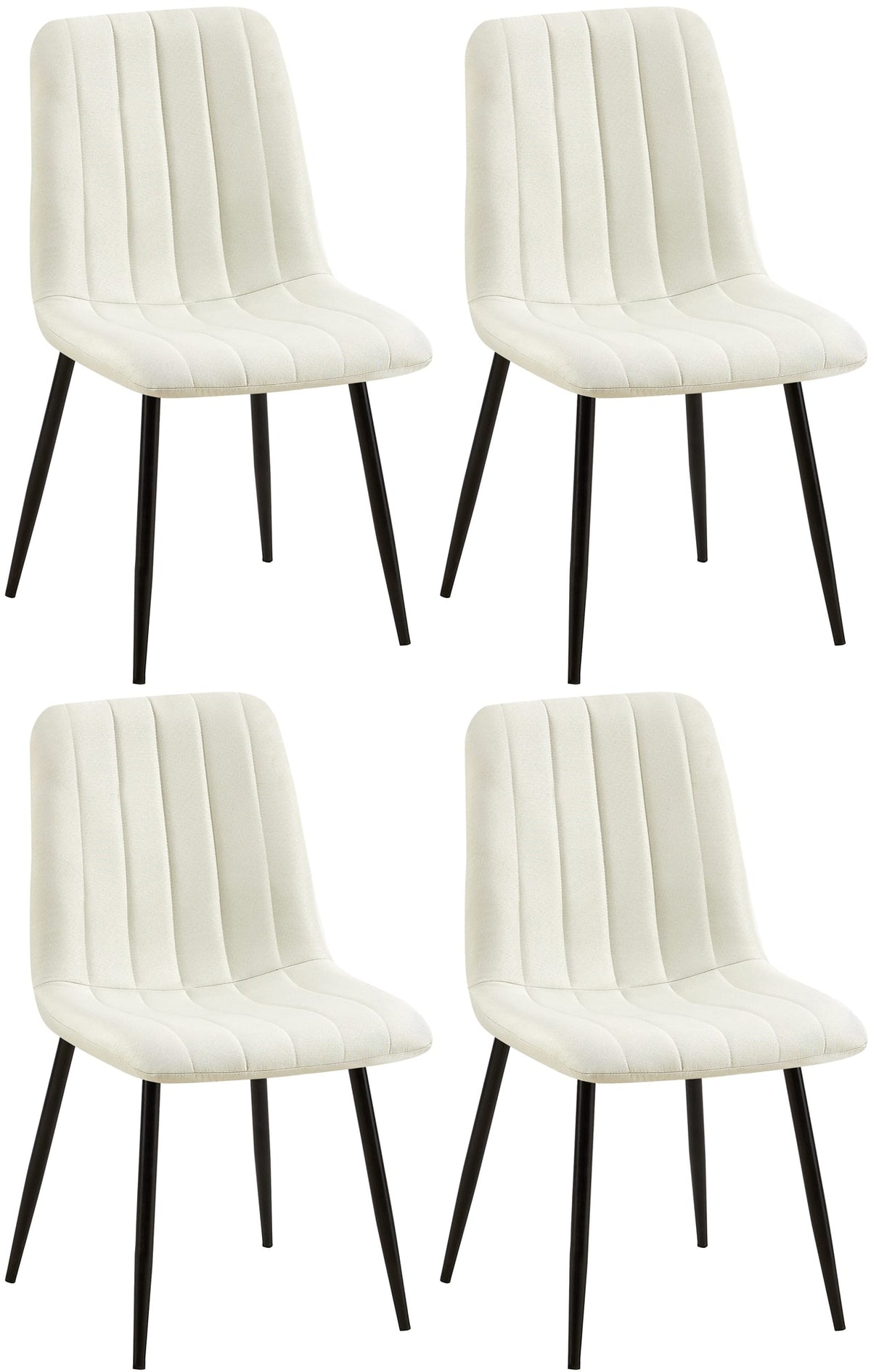 Set van 4 Dijon Eetkamerstoelen creme,Stof creme