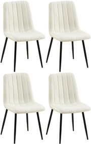 Set van 4 Dijon Eetkamerstoelen creme,Stof creme