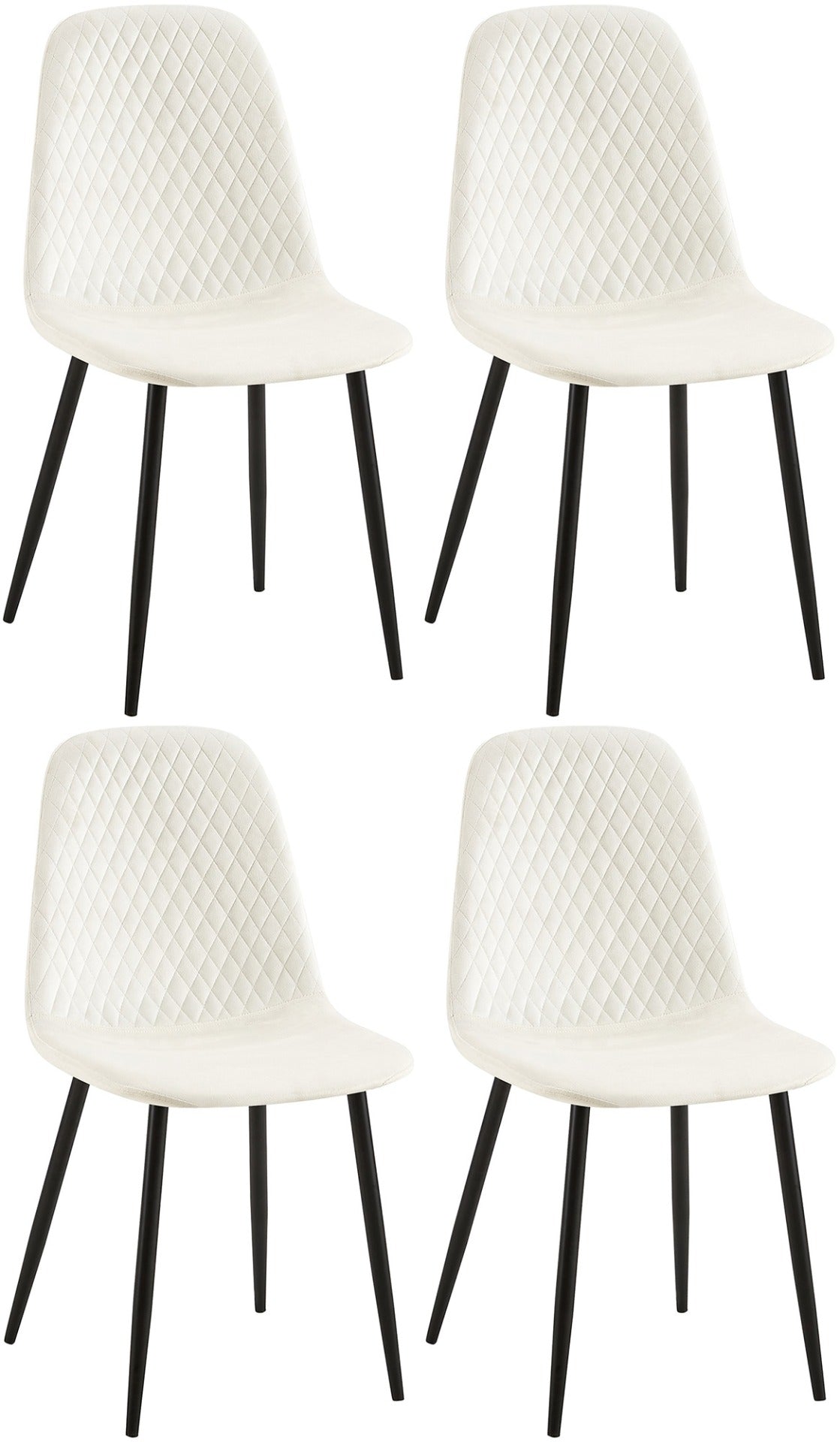 Set van 4 eetkamerstoelen Giverny cremewit,Fluweel cremeweiß