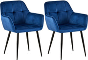 Set van 2 eetkamerstoelen Emia Velvet blauw blau