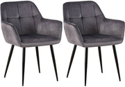 Set van 2 eetkamerstoelen Emia Velvet grijs grau
