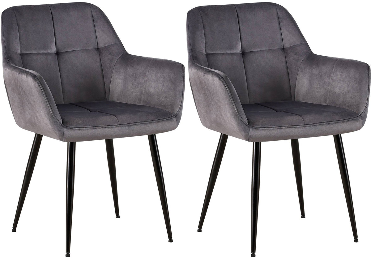 Set van 2 eetkamerstoelen Emia Velvet grijs grau