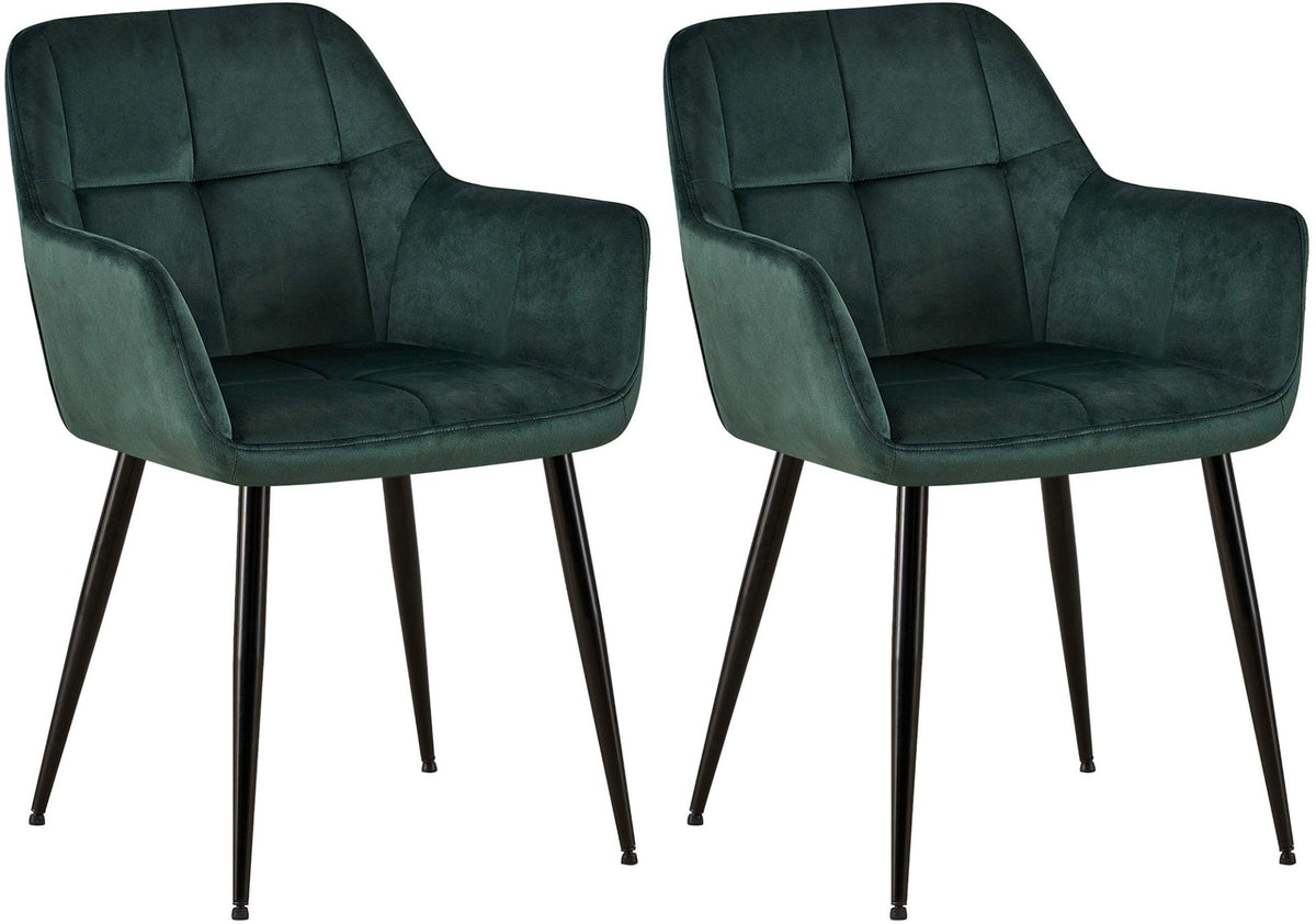 Set van 2 eetkamerstoelen Emia Velvet groen grün