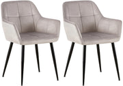 Set van 2 eetkamerstoelen Emia Velvet licht grijs hellgrau