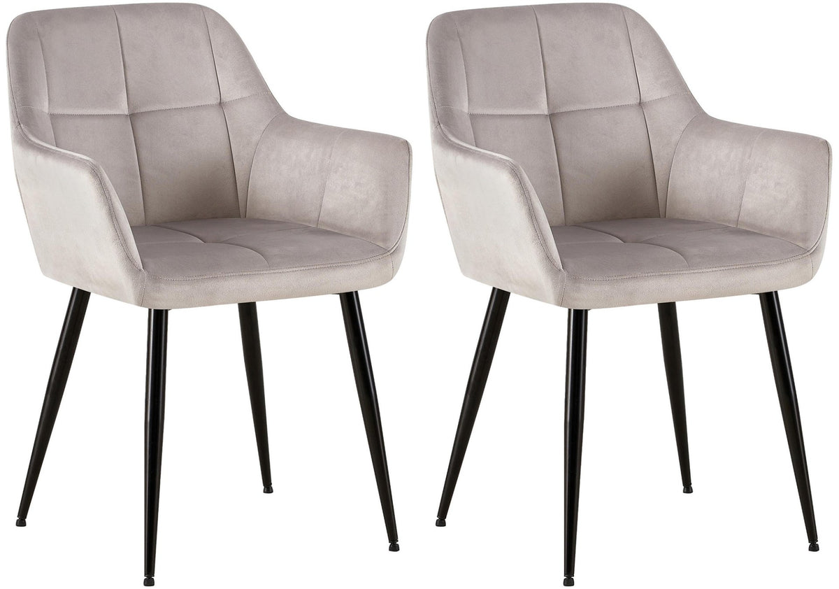 Set van 2 eetkamerstoelen Emia Velvet licht grijs hellgrau