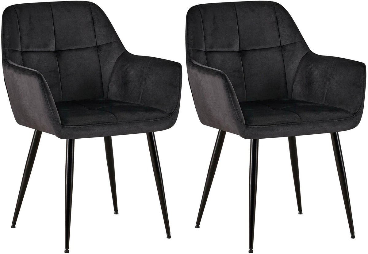 Set van 2 eetkamerstoelen Emia Velvet zwart schwarz