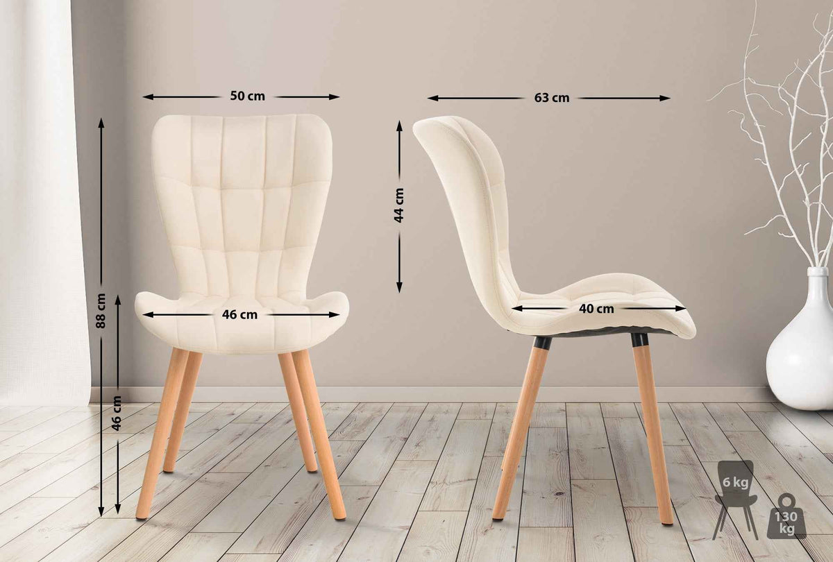 Eetkamerstoel Elda Kunstleer creme creme