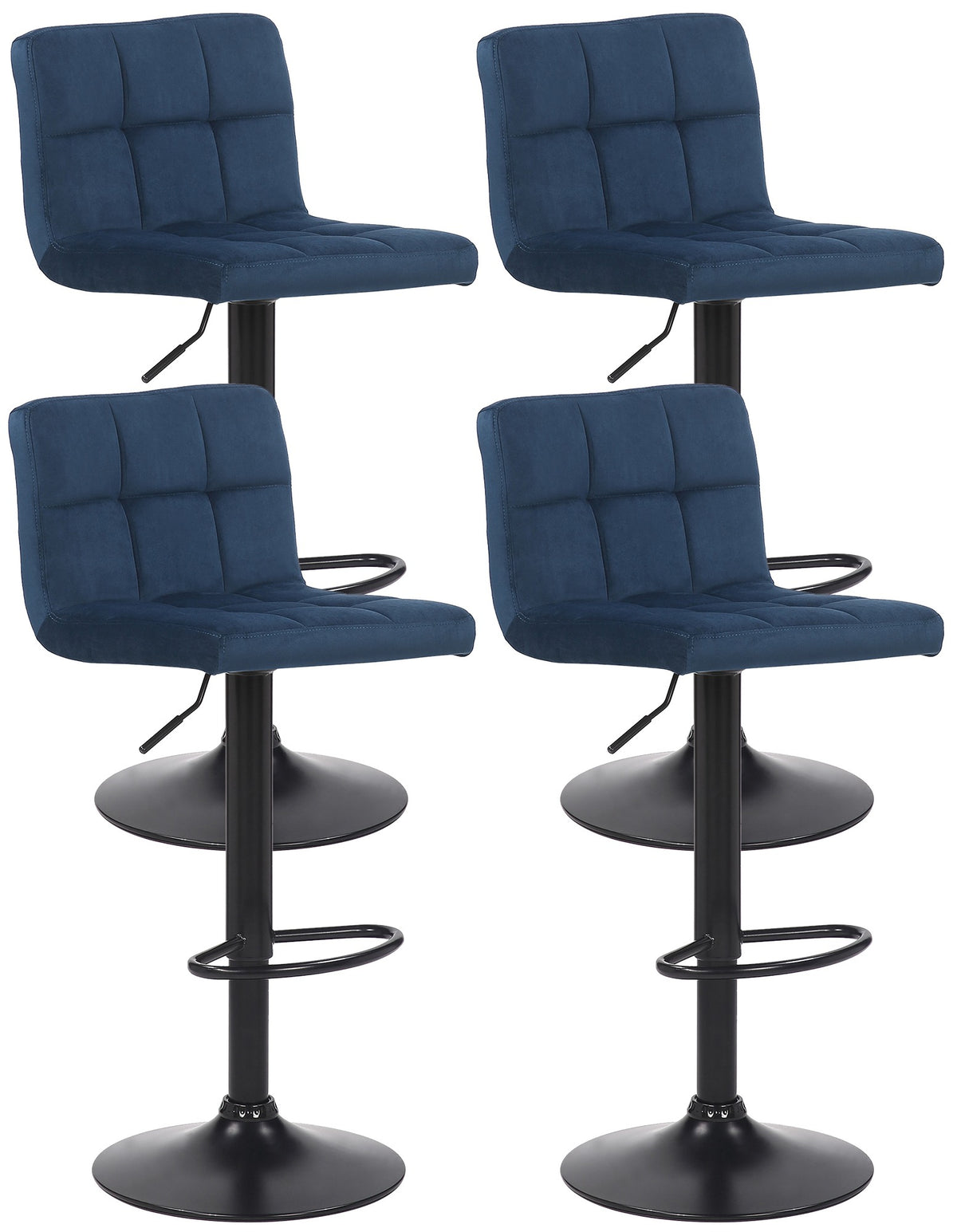 Set van 4 barkrukken Feni fluweel blauw blau