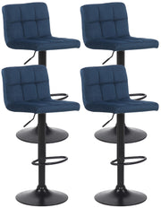 Set van 4 barkrukken Feni fluweel blauw blau