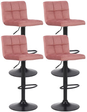 Set van 4 barkrukken Feni fluweel roze pink
