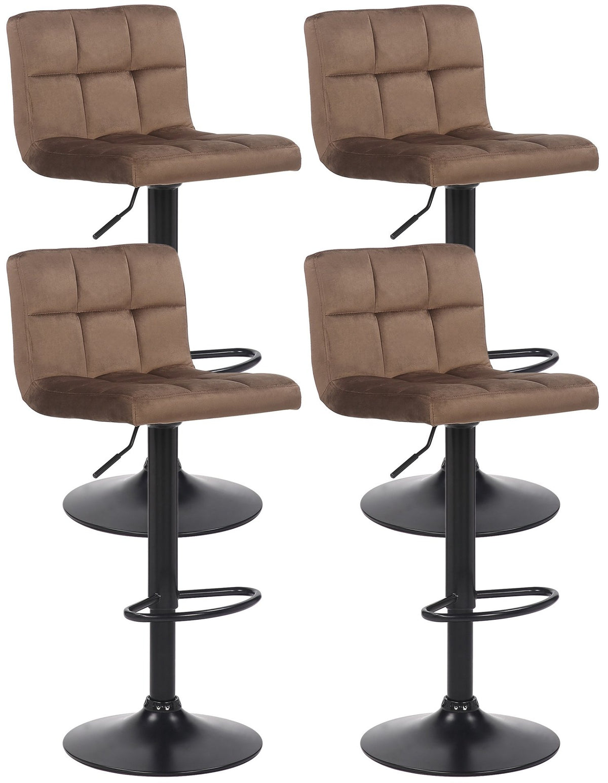 Set van 4 barkrukken Feni fluweel bruin braun