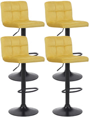 Set van 4 barkrukken Feni fluweel geel gelb
