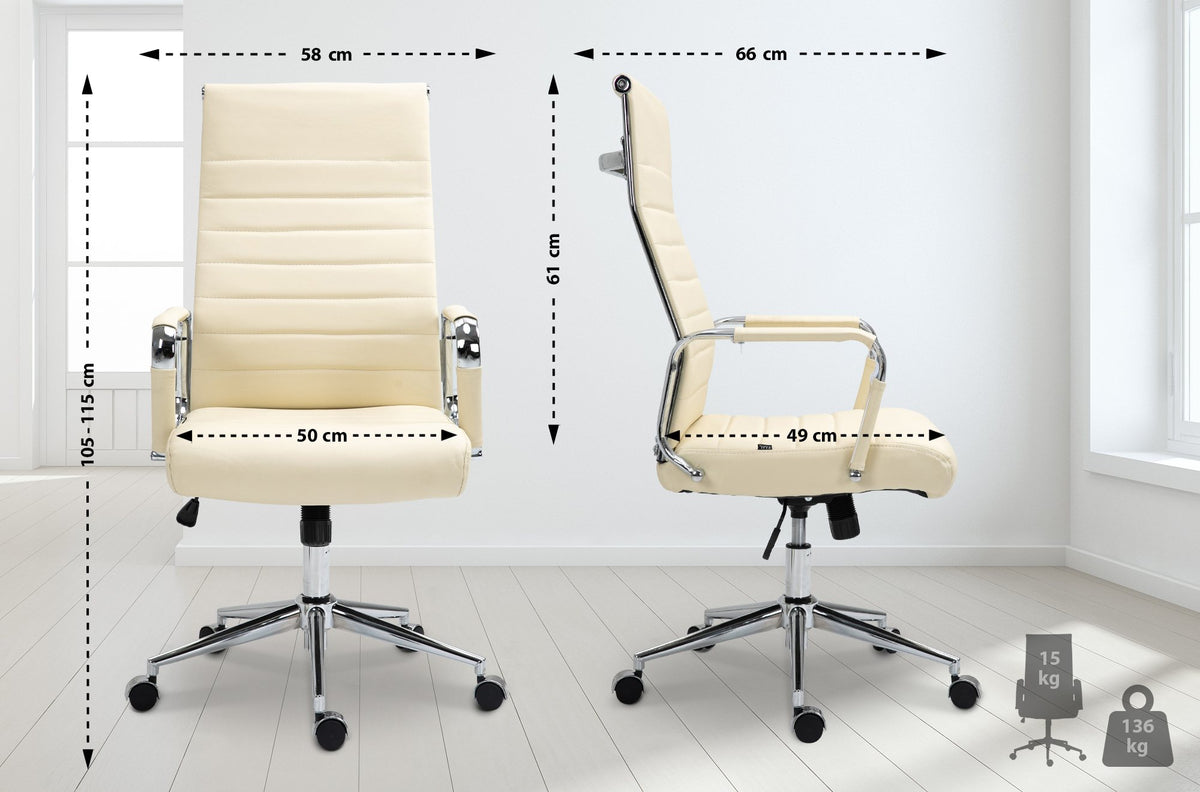 Bureaustoel Kolumbus Echt leer creme creme