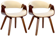Set van 2 eetkamerstoelen Foley walnoot/creme,Kunstleer walnuss/creme