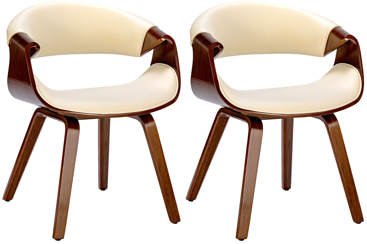 Set van 2 eetkamerstoelen Foley walnoot/creme,Kunstleer walnuss/creme