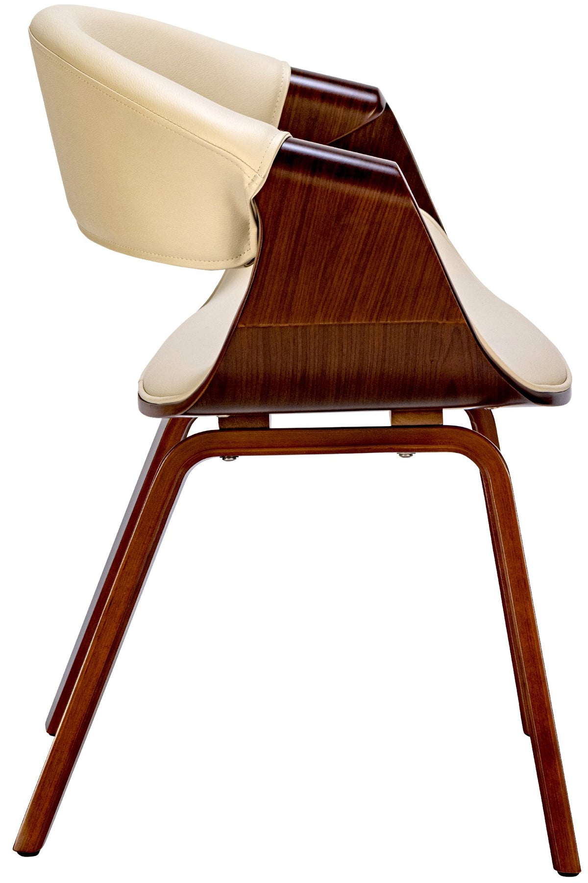 Set van 2 eetkamerstoelen Foley walnoot/creme,Kunstleer walnuss/creme