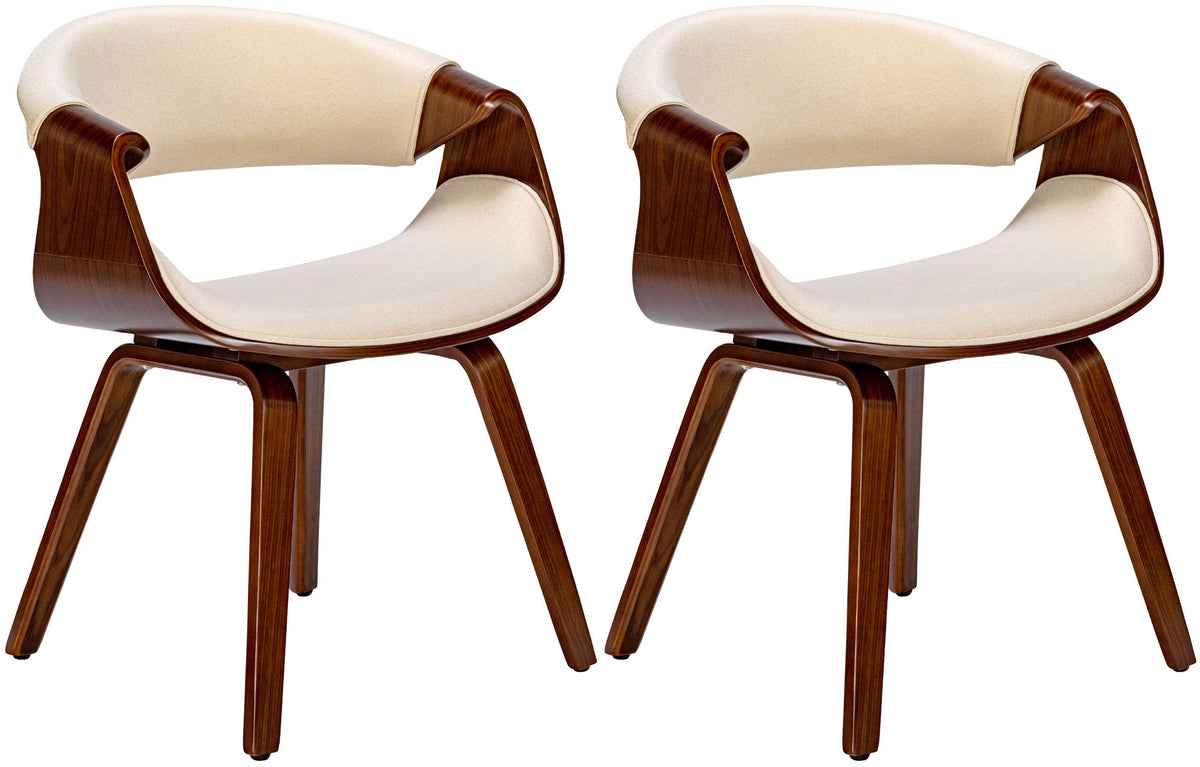 Set van 2 eetkamerstoelen Foley walnoot/creme,Stof walnuss/creme