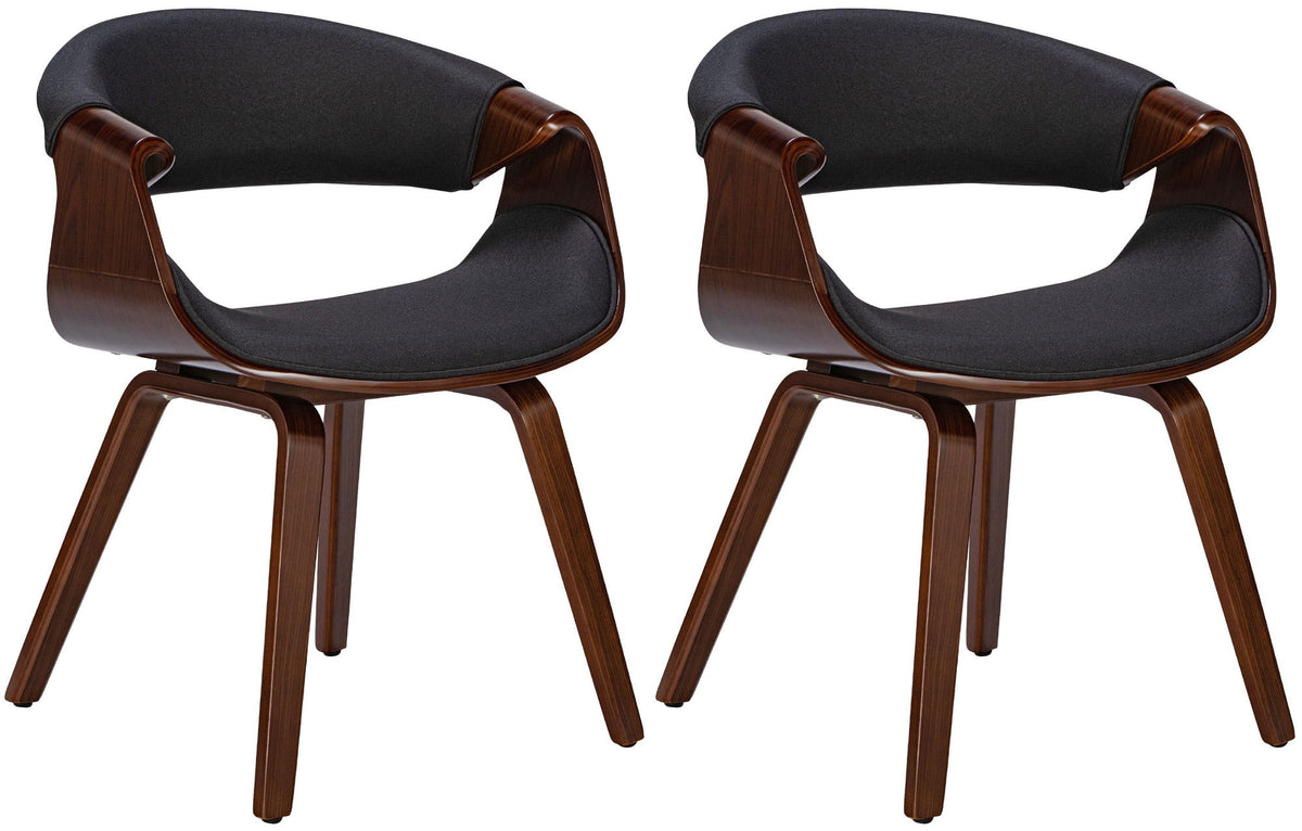 Set van 2 eetkamerstoelen Foley walnoot/zwart,Stof walnuss/schwarz