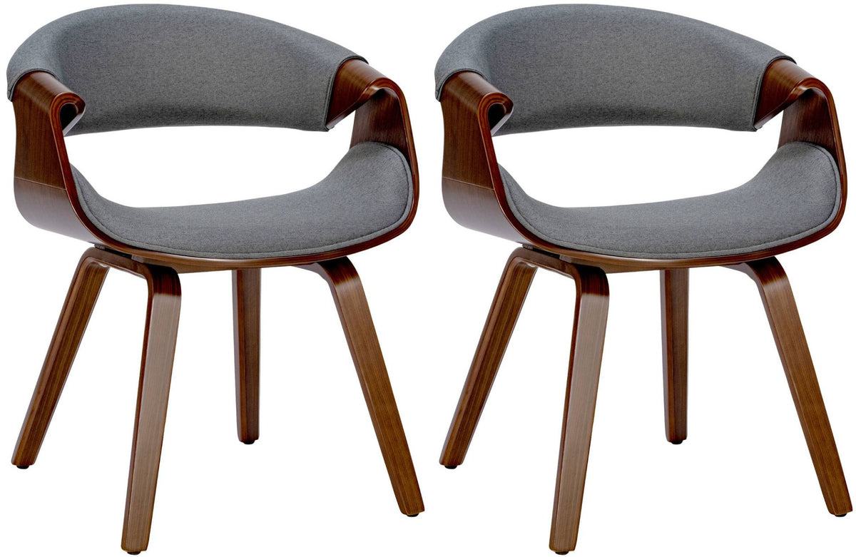 Set van 2 eetkamerstoelen Foley walnoot/grijs,Stof walnuss/grau